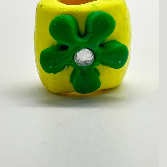 Flower Loc Bead close-up, handmade by BlingN Studio