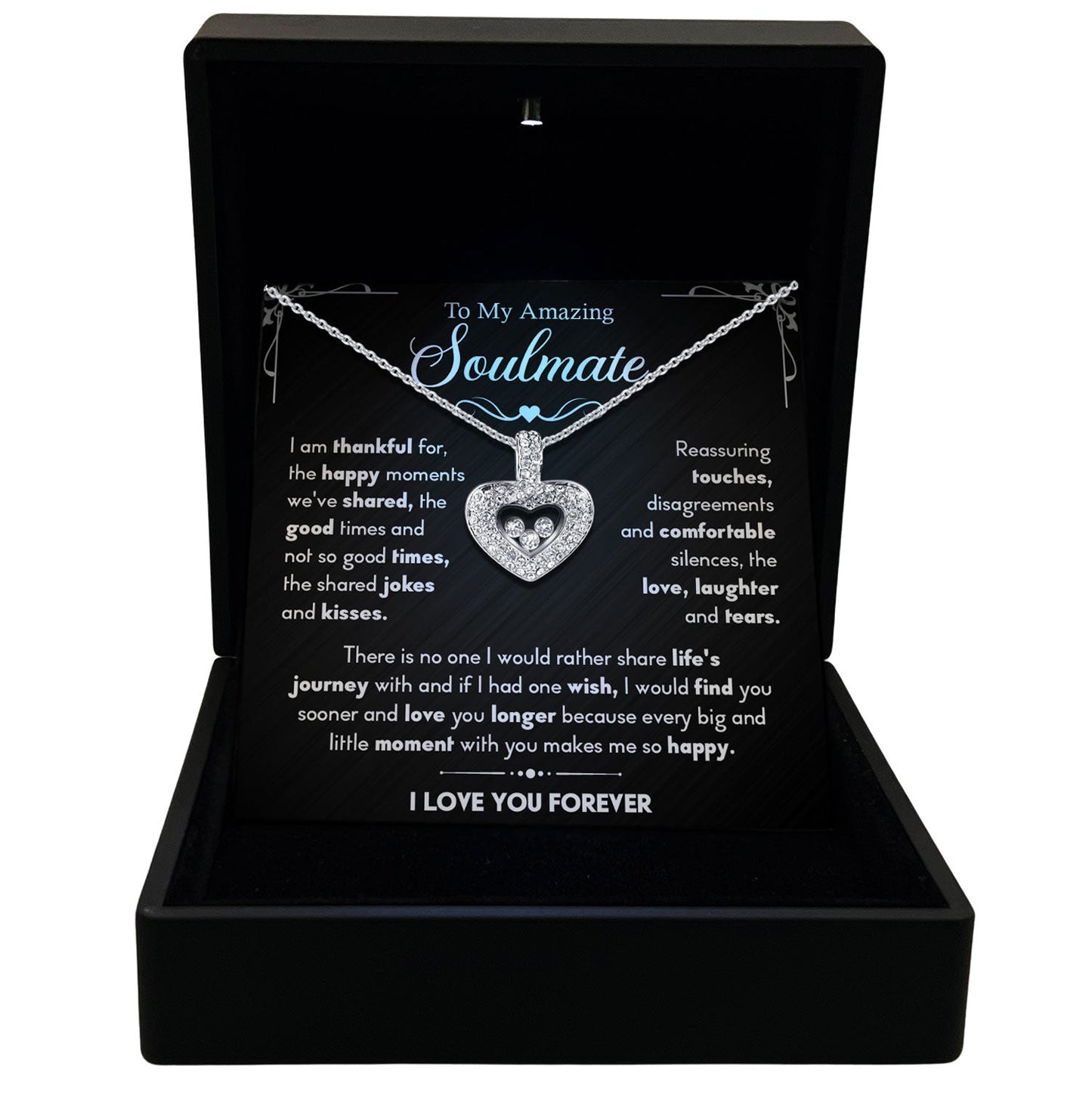 To My Amazing Soulmate Floating Heart Necklace With Authentic Swarovski Crystals