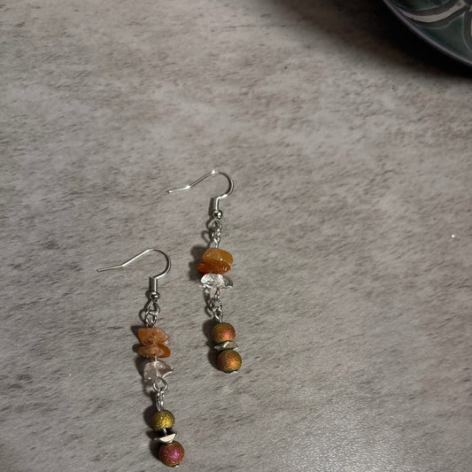 Peach Sunset Drops close-up, handmade by BlingN Studio